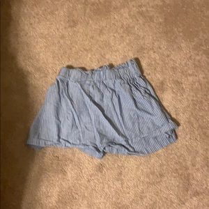 Blue and White Striped Shorts